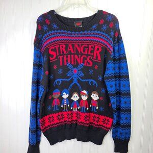 Stranger Things Sweater Mens XL Black Christmas Demogorgon Ugly Holiday Pullover